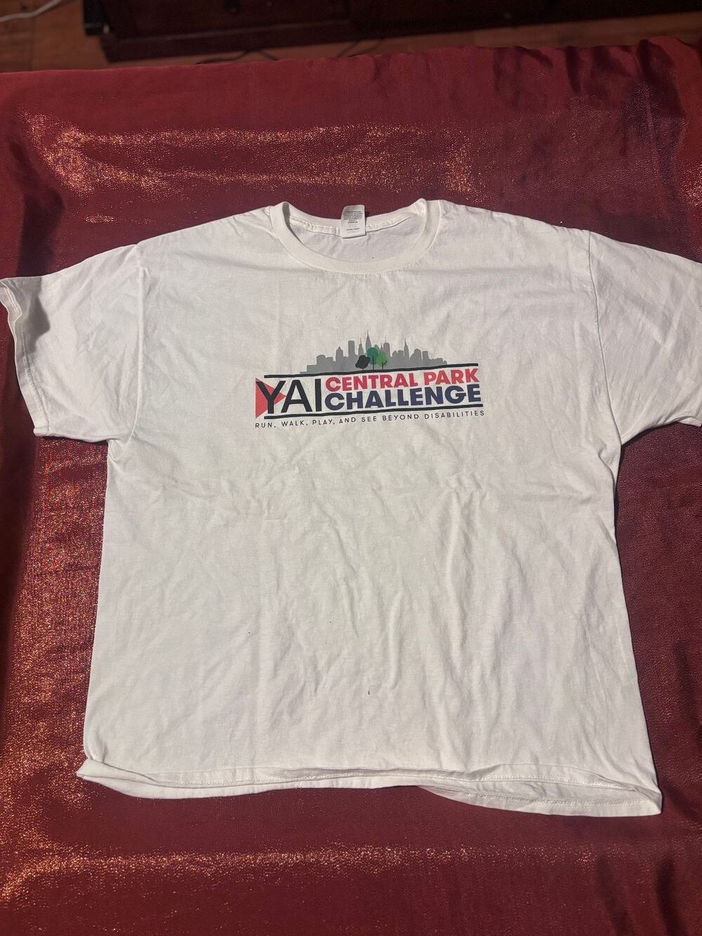 Hanes TShirt Mens Xl Yai Central Park Challenge Volunteer White Event Tee